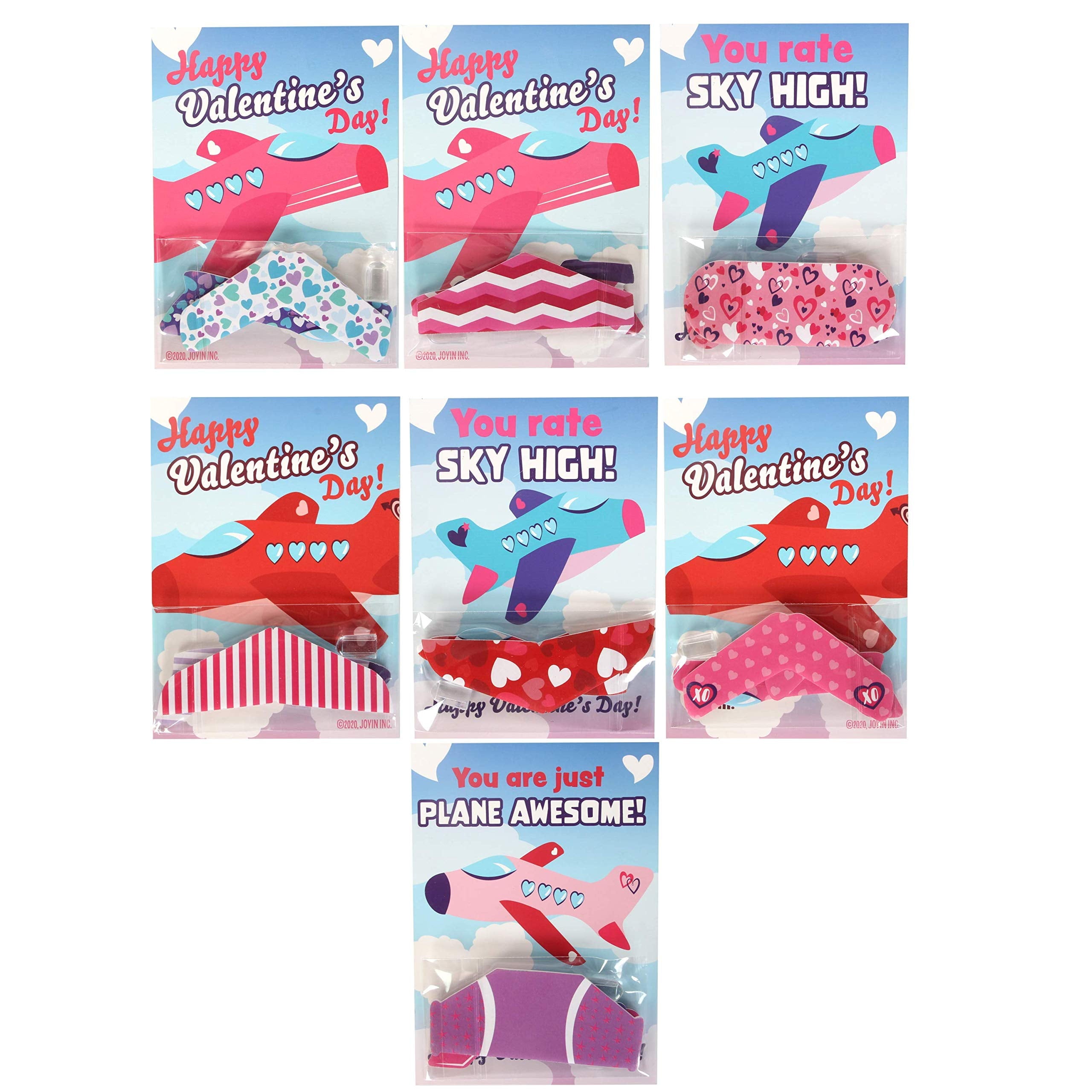 28-Pack Valentines Day Foam Airplanes Greeting Cards for Kids – Classroom Exchange, Party Favors & Valentine Gifts