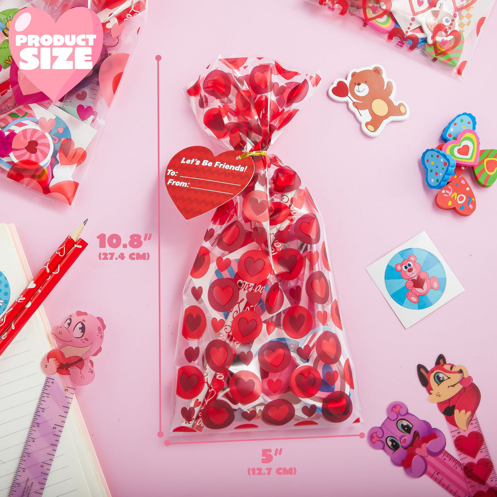28-Pack Valentine Kids Goody Bags – Fun Classroom Party Favor Stationery Set