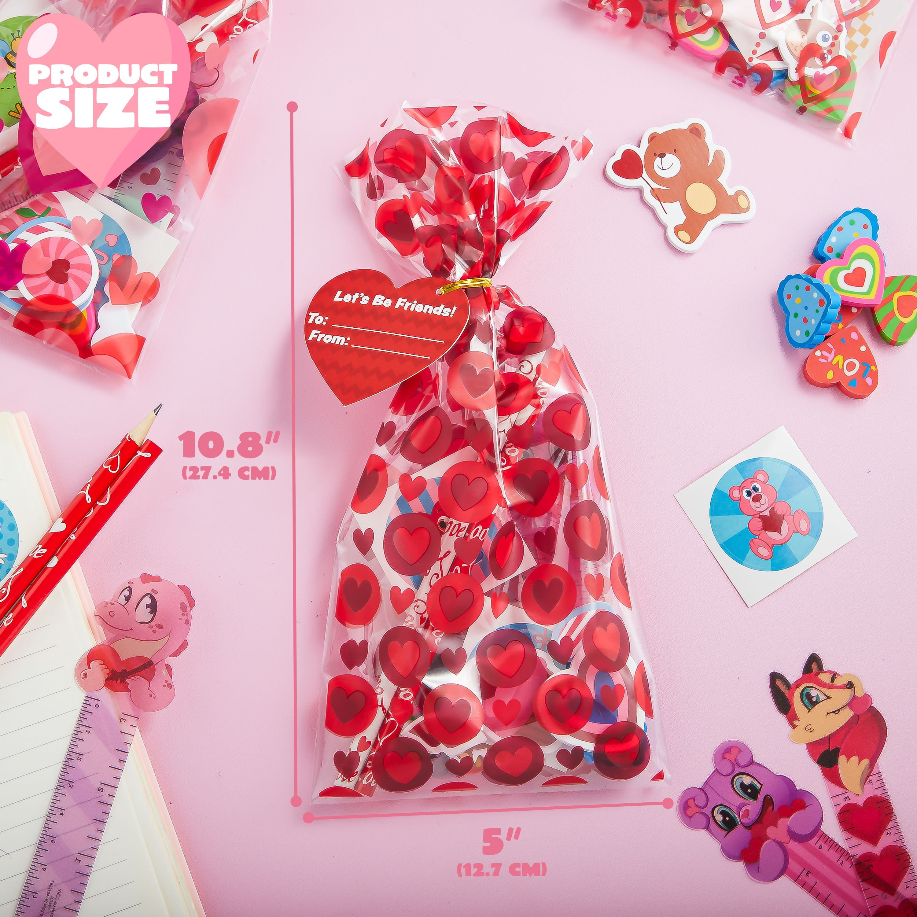 28-Pack Valentine Kids Goody Bags – Fun Classroom Party Favor Stationery Set