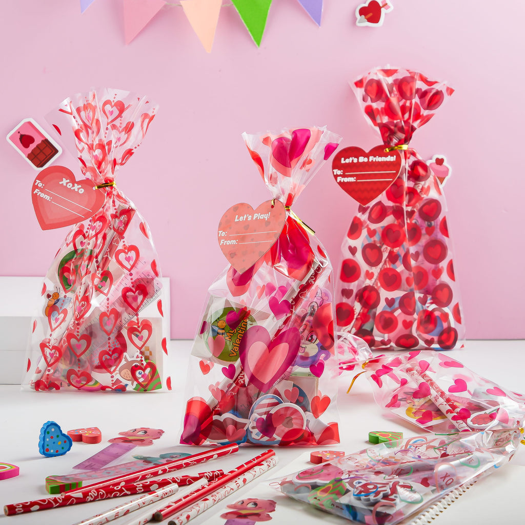 28-Pack Valentine Kids Goody Bags – Fun Classroom Party Favor Stationery Set