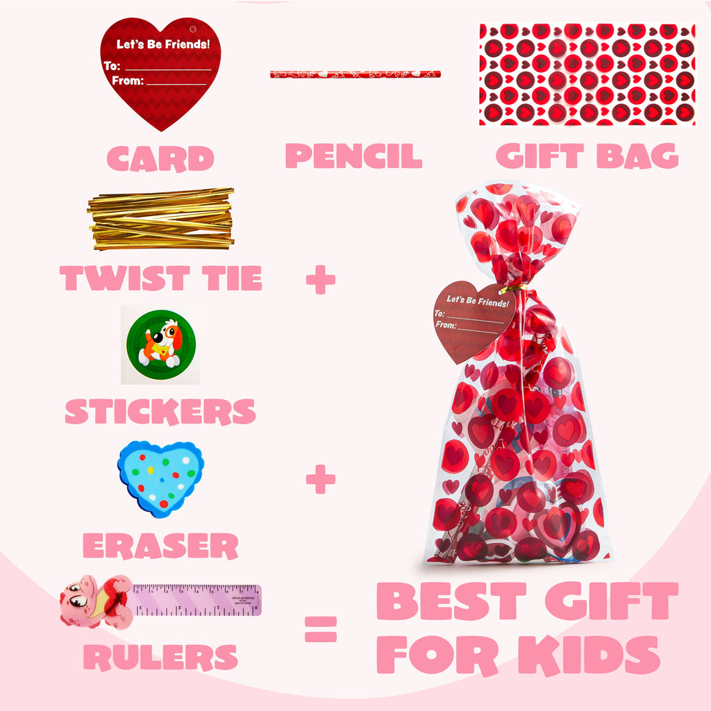 28-Pack Valentine Kids Goody Bags – Fun Classroom Party Favor Stationery Set