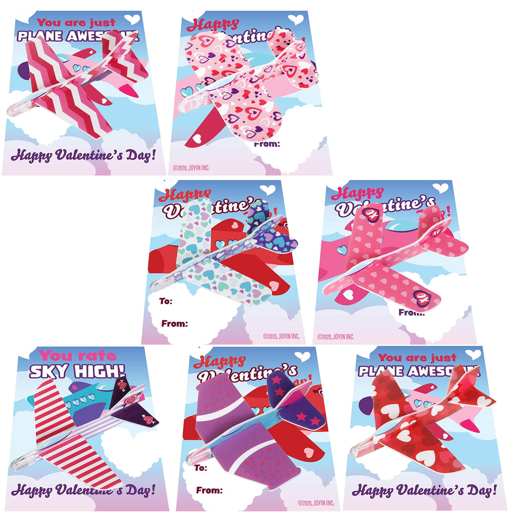 28-Pack Valentines Day Foam Airplanes Greeting Cards for Kids – Classroom Exchange, Party Favors & Valentine Gifts