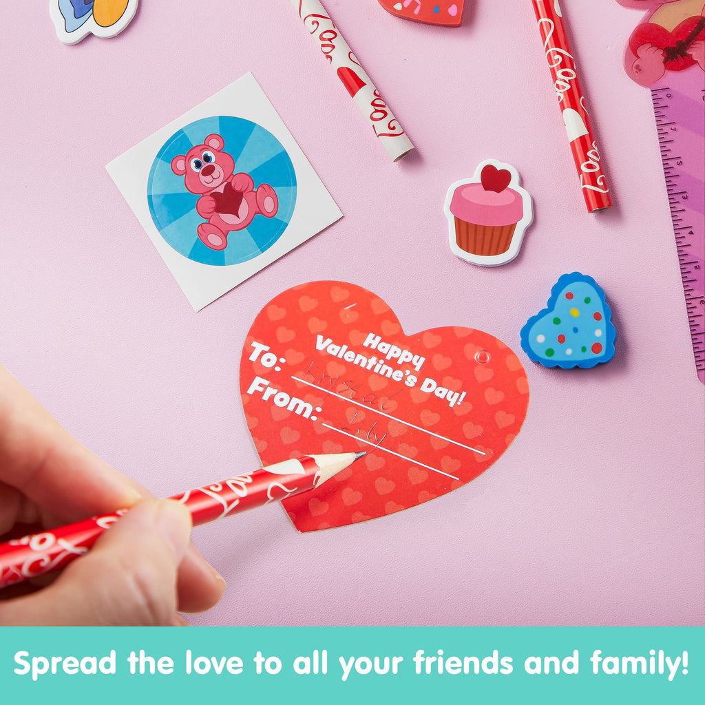 28-Pack Valentine Kids Goody Bags – Fun Classroom Party Favor Stationery Set