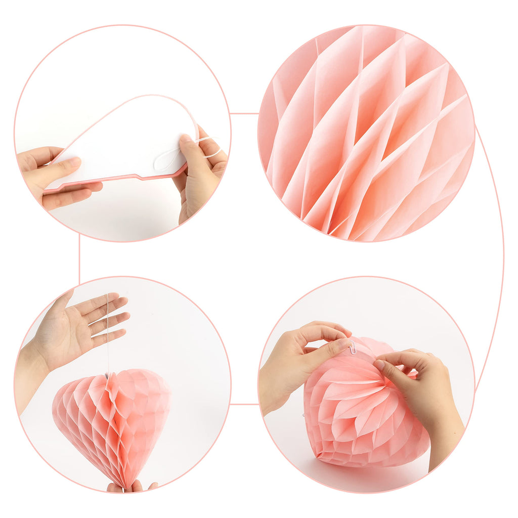 31-Piece Valentine's Day Party Decoration Kit – Banner, Heart Honeycombs, Foil Swirls & Hanging Heart Pendants