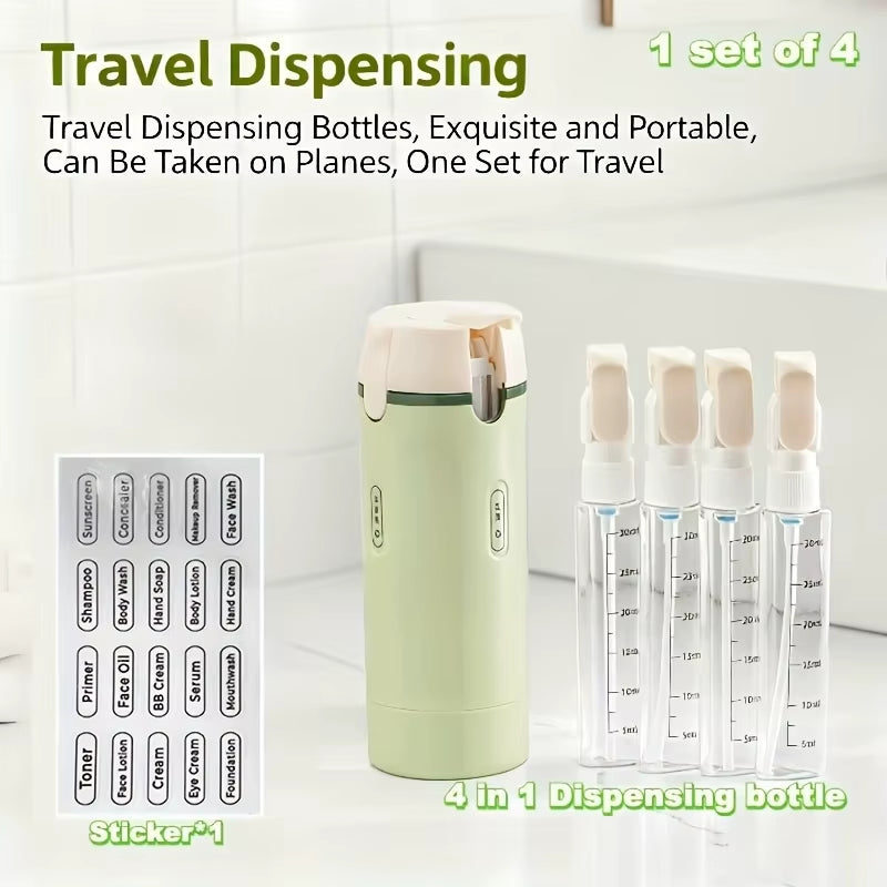 Carry-On Chaos Tamer – 4-in-1 Travel Dispenser Bottle